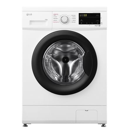 LG | Washing machine | F2J3WSBWE | Energy efficiency class E | Front loading | Washing capacity 6.5 kg | 1200 RPM | Depth 44 cm | Width 60 cm | LED | Steam function | Direct drive | White at Wasserman.eu