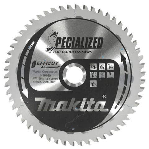 ⁨MAKITA CIRCULAR SAW BLADE 165x20x54Z EFFICUT FOR ALUMINIUM⁩ at Wasserman.eu