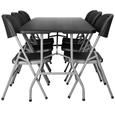 Zestaw cateringowy FETA BLACK 180 cm + 6 krzeseł BLACK w sklepie Wasserman.eu