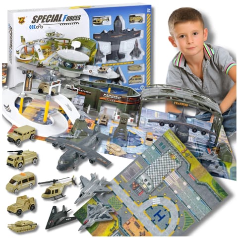 ⁨LOTNISKO BAZA WOJSKOWA ZESTAW XL ZABAWKA DLA DZIECI SAMOLOTY POJAZDY HANGAR⁩ w sklepie Wasserman.eu