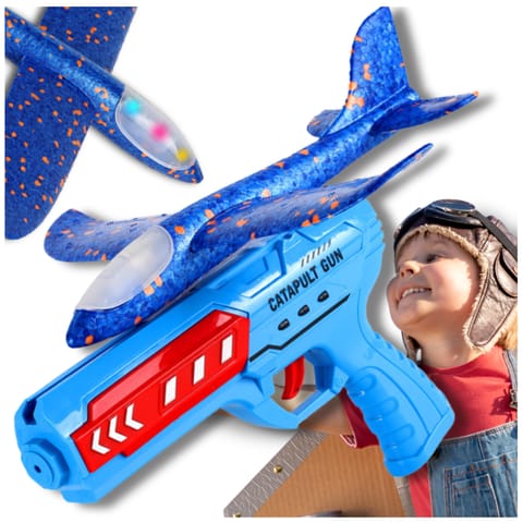 ⁨SAMOLOT Z WYRZUTNIĄ SZYBOWIEC STYROPIAN RZUTKA ZABAWKA PISTOLET LED⁩ w sklepie Wasserman.eu