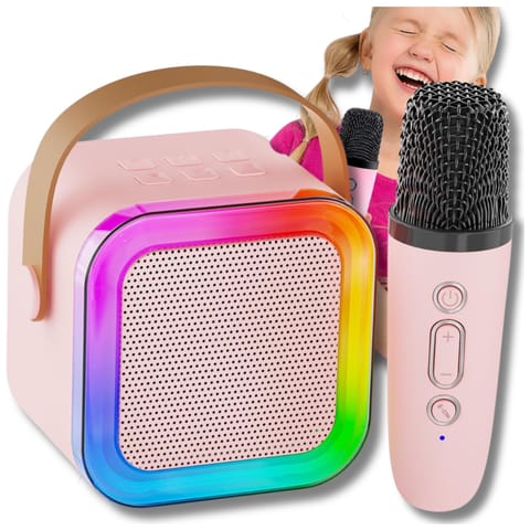 ⁨GŁOŚNIK PRZENOŚNY BEZPRZEWODOWY BLUETOOTH KARAOKE Z MIKROFONEM USB RGB⁩ w sklepie Wasserman.eu