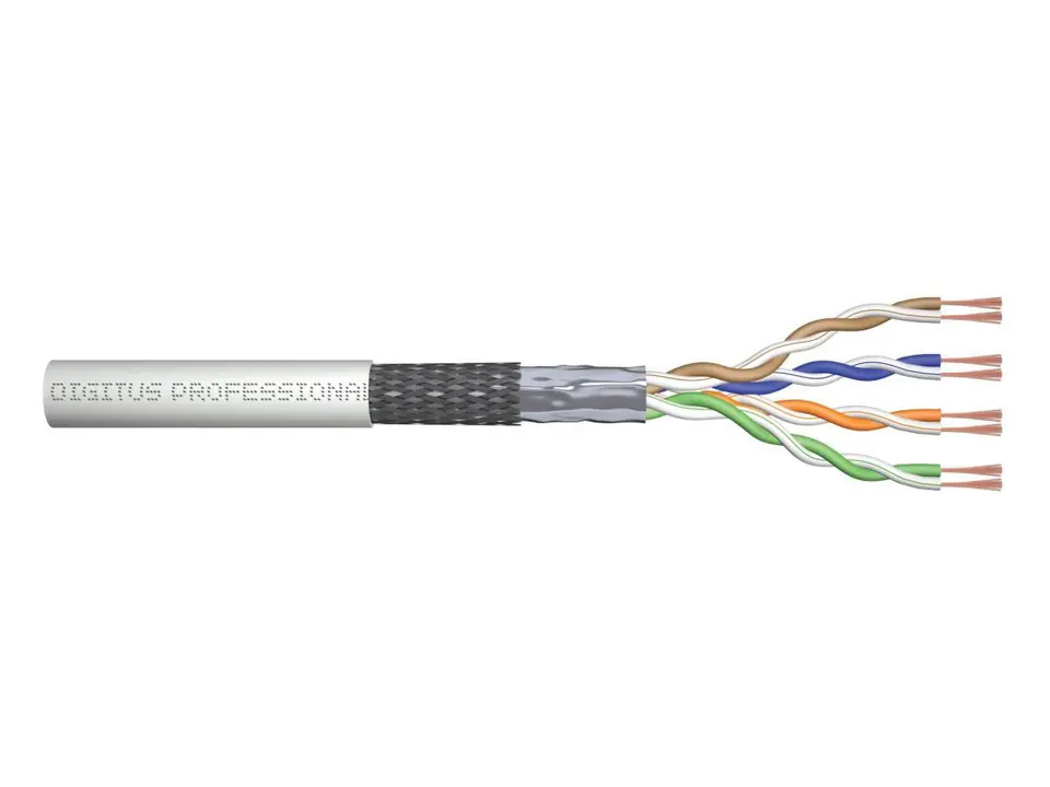 Kabel teleinformatyczny patchcordowy kat.5e, SF/UTP, linka, AWG 26/7, PVC, 100m, szary, karton w sklepie Wasserman.eu