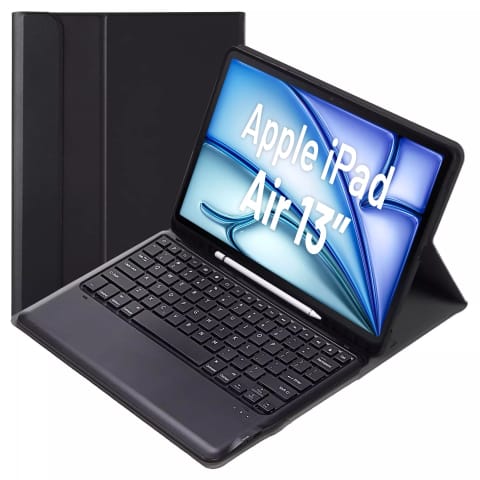 ⁨Etui ochronne z klawiaturą Alogy Keyboard case z miejscem na rysik klawiatura bezprzewodowa do Apple iPad Air 13" czarne⁩ w sklepie Wasserman.eu