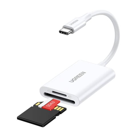 ⁨Czytnik kart USB-C 2w1 Ugreen CM265 (biały)⁩ w sklepie Wasserman.eu