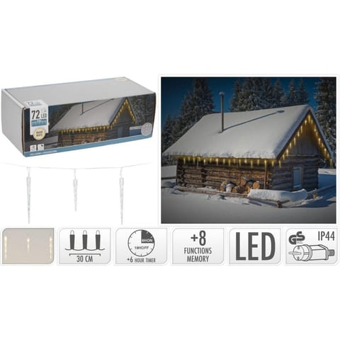 ⁨Decorative lamps icicles 72 LED 24 icicles warm white 6,9 m⁩ at Wasserman.eu