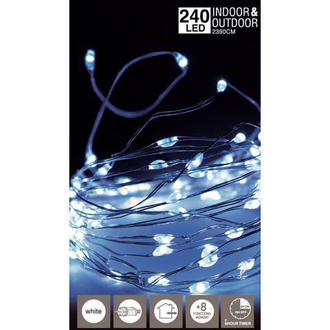 ⁨LAMPKI DRUCIKI GIRLANDA 240 LED ZIMNY BIAŁY⁩ w sklepie Wasserman.eu