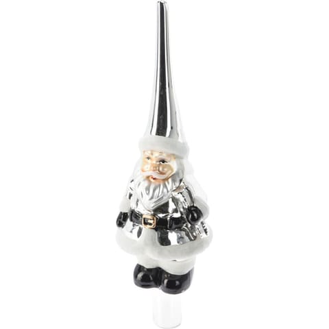 ⁨CZUBEK CHOINKOWY 28CM SZKLANY SREBRNY MIKOŁAJ⁩ w sklepie Wasserman.eu
