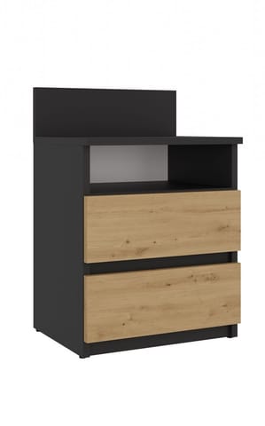 ⁨MALWA M1 BEDSIDE TABLE - ANTHRACITE / ARTISAN OAK⁩ at Wasserman.eu