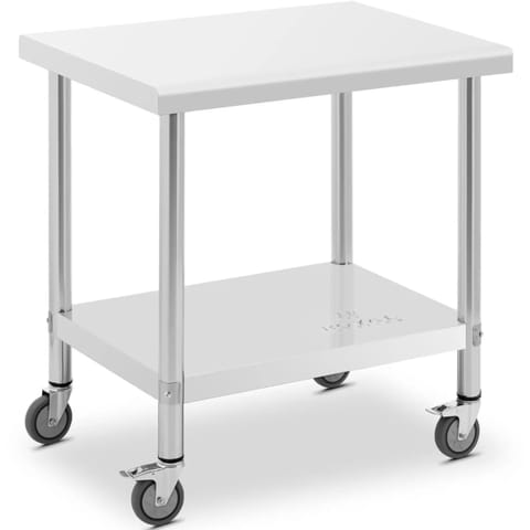 ⁨Stół blat roboczy na kółkach 2 poziomy 60 x 80 cm STAL do 135 kg⁩ w sklepie Wasserman.eu