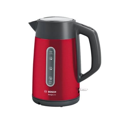 ⁨Bosch Kettle DesignLine TWK4P434 Electric, 2400 W, 1.7 L, Stainless steel, 360° rotational base, Red/Black⁩ at Wasserman.eu