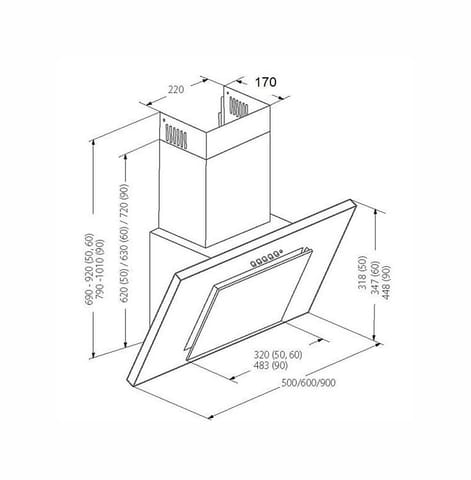 ⁨AKPO WK-4 NERO 2.0 60 GRAY/GREY GLASS T300 Linear LED/Controller Hood⁩ at Wasserman.eu