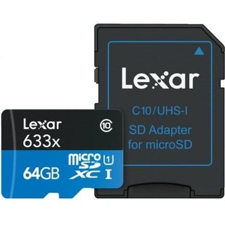 ⁨Lexar 64GB High-Performance 633x microSDHC UHS-I, do 100MB/s odczytu 20MB/s zapisu Lexar | Karta pamięci | LMS0633064G-BNNNG | 6⁩ w sklepie Wasserman.eu