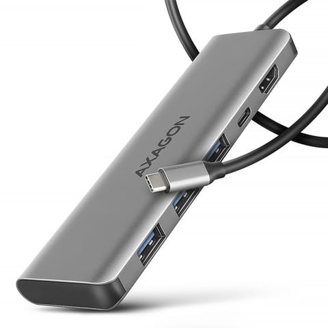 ⁨Axagon HMC-5H USB-C 3.2 Gen 1 hub 3x USB-A 4K HDMI PD 100W - Silber Wired USB 3.2 Gen 1 (3.1 Gen 1) Type-C Silver⁩ at Wasserman.eu