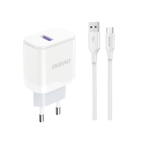 ⁨Ładowarka sieciowa USB-A 18W z kablem USB-A - USB-C biała⁩ w sklepie Wasserman.eu