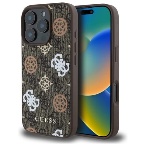 ⁨Guess GUHMP16XP4PWPW iPhone 16 Pro Max 6.9" brązowy/brown hardcase Peony On 4G Background MagSafe⁩ w sklepie Wasserman.eu