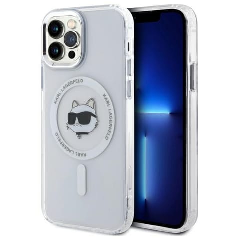 ⁨Karl Lagerfeld KLHMP12MHLSCHH iPhone 12   / 12 Pro 6.1" biały/white hardcase IML Metal Choupette Head MagSafe⁩ w sklepie Wasserman.eu