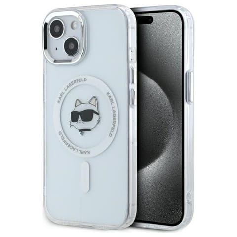 ⁨Karl Lagerfeld KLHMP15SHLSCHH iPhone 15   6.1" biały/white hardcase IML Metal Choupette Head MagSafe⁩ w sklepie Wasserman.eu