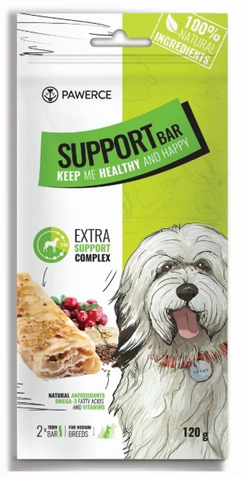 ⁨PAWERCE Support Bar Cranberry with beef rumen - dog chew - 2 pc(s)⁩ at Wasserman.eu