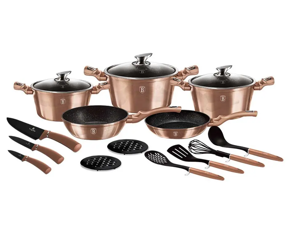 SET OF GRANITE POTS BERLINGER HAUS BH-6161 ROSE GOLD 17 ELEM. at Wasserman.eu