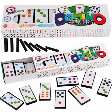 Domino Gra Planszowa Zręcznościowa Układanka Liczenie Kolorowy Zestaw w sklepie Wasserman.eu