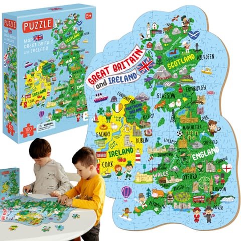 ⁨Puzzle "Mapa Wielkiej Brytanii i Irlandii" 100 Elementów Układanka Zestaw⁩ w sklepie Wasserman.eu