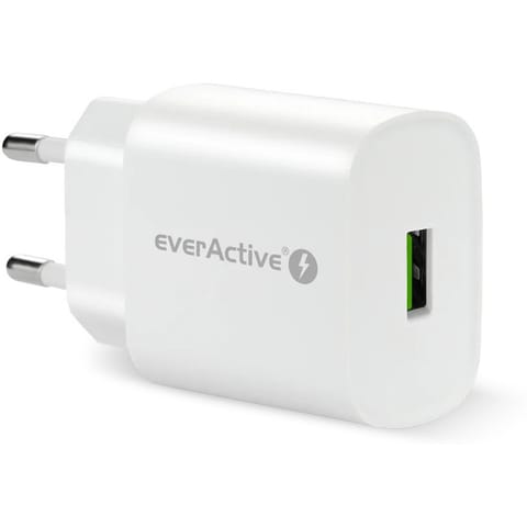 ⁨Ładowarka sieciowa 230V EVERACTIVE SC-250Q 1xUSB-A 18W biała⁩ w sklepie Wasserman.eu