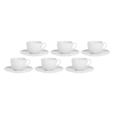 ⁨Set of 6 Corte Saucer Tea Cups - White, 200 ml⁩ at Wasserman.eu