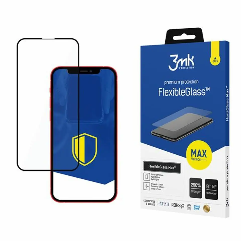 ⁨3MK FlexibleGlass Max iPhone 13 Mini 5,4" czarny/black, Szkło Hybrydowe z wzmocnionymi krawędziami⁩ w sklepie Wasserman.eu