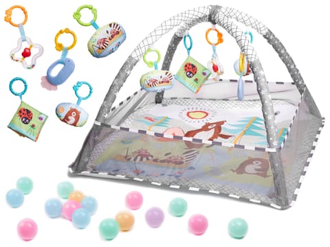 ⁨Educational Mat with headbands Playpen Pool with balls gray⁩ at Wasserman.eu