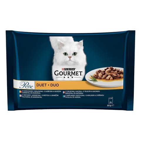 ⁨GOURMET PERLE Duet Mięsny - mokra karma dla dorosłego kota - 4x85g⁩ w sklepie Wasserman.eu