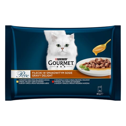 ⁨GOURMET Perle Gravy Delight Fileciki w smakowitym sosie - wołowina i kurczak - 4x85g⁩ w sklepie Wasserman.eu