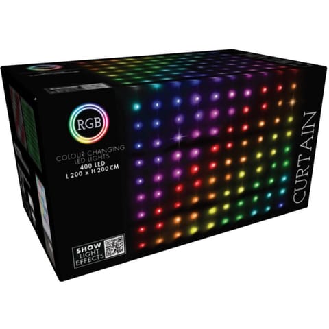 ⁨LAMPKI CHOINKOWE KURTYNA ŚWIETLNA ZEW/WEW 400 LED RGB 200X200CM Z PILOTEM MULTIKOLOR⁩ w sklepie Wasserman.eu