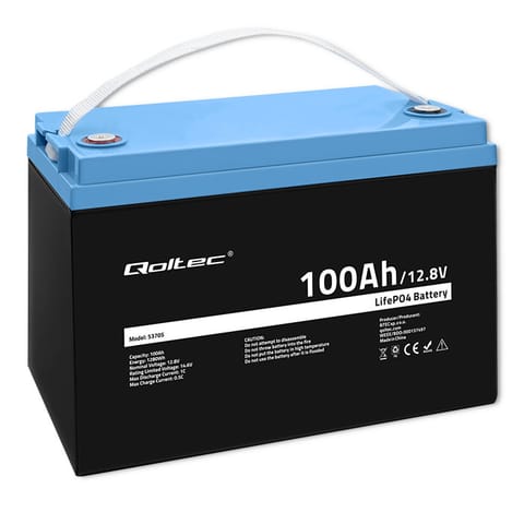 ⁨QOLTEC BATTERY LIFEPO4 | 12.8V | 100AH | 1280WH⁩ at Wasserman.eu