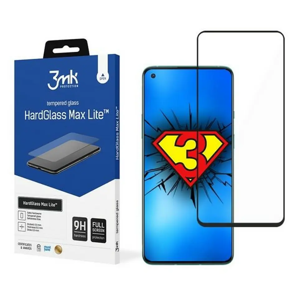 ⁨3MK HG Max Lite OnePlus 8T/9 czarny black⁩ w sklepie Wasserman.eu