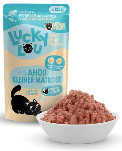 ⁨Lucky Lou Lifestage Kitten Drób i pstrąg saszetka 125g⁩ w sklepie Wasserman.eu