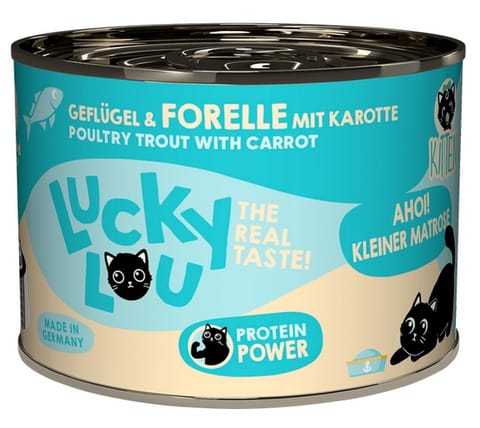 ⁨Lucky Lou Lifestage Kitten Drób i pstrąg puszka 200g⁩ w sklepie Wasserman.eu