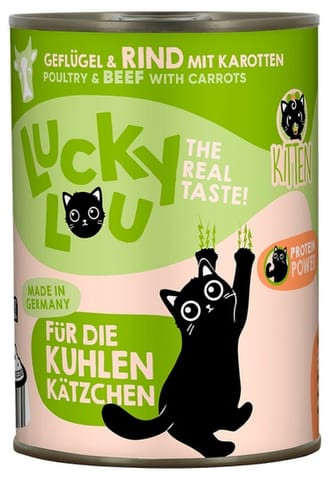 ⁨Lucky Lou Lifestage Kitten Drób i wołowina puszka 400g⁩ w sklepie Wasserman.eu