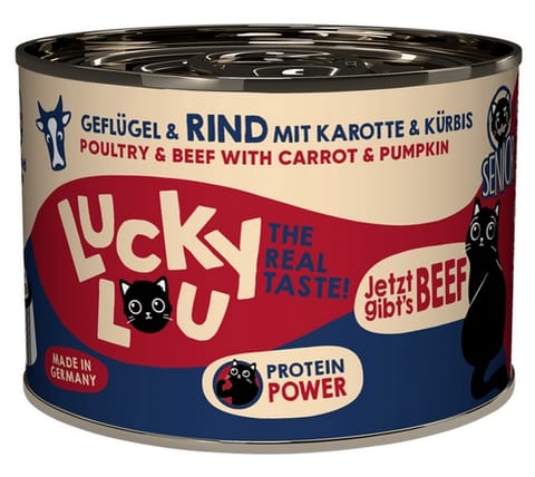 ⁨Lucky Lou Lifestage Senior Drób i wołowina puszka 200g⁩ w sklepie Wasserman.eu