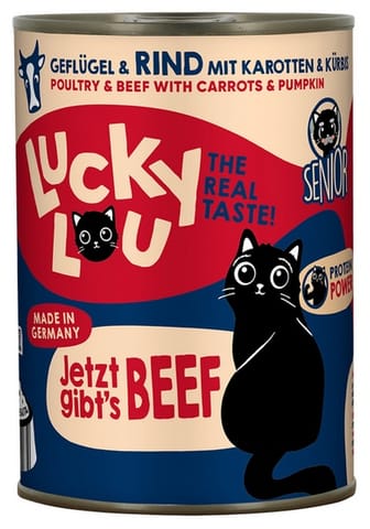 ⁨Lucky Lou Lifestage Senior Drób i wołowina puszka 400g⁩ w sklepie Wasserman.eu