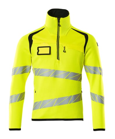 ⁨MASCOT® Bluza z dzianiny z krótkim zamkiem błyskawicznym ACCELERATE SAFE (kolor żółty hi-vis/czerń, rozmiar S)⁩ w sklepie Wasserman.eu