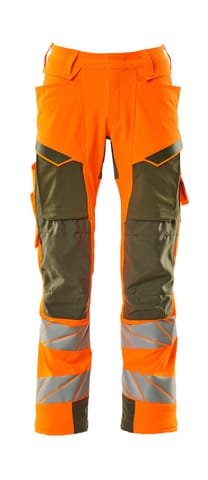 ⁨MASCOT® Spodnie z kieszeniami na kolanach ACCELERATE SAFE (kolor pomarańcz hi-vis/zielony mech, rozmiar 76C46)⁩ w sklepie Wasserman.eu