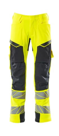 ⁨MASCOT® Spodnie z kieszeniami na kolanach ACCELERATE SAFE (kolor żółty hi-vis/ciemny granat, rozmiar 76C47)⁩ w sklepie Wasserman.eu