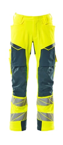 ⁨MASCOT® Spodnie z kieszeniami na kolanach ACCELERATE SAFE (kolor żółty hi-vis/ciemna petrolowy, rozmiar 76C51)⁩ w sklepie Wasserman.eu