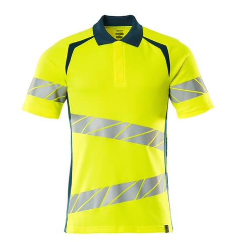 ⁨MASCOT® Koszulka polo ACCELERATE SAFE (kolor żółty hi-vis/ciemna petrolowy, rozmiar 2XLONE)⁩ w sklepie Wasserman.eu