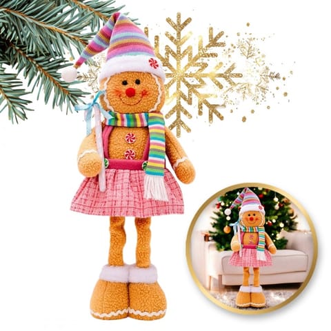 ⁨Figurka Pani Pierniczek teleskopowe nogi BOŻE NARODZENIE 52cm Z PLUSZU KSN168⁩ w sklepie Wasserman.eu