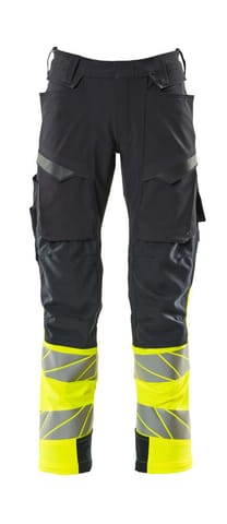 ⁨MASCOT® Spodnie z kieszeniami na kolanach ACCELERATE SAFE (kolor ciemny granat/żółty hi-vis, rozmiar 76C46)⁩ w sklepie Wasserman.eu