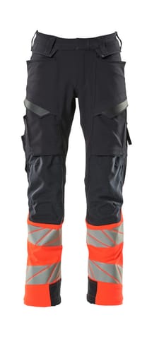 ⁨MASCOT® Spodnie z kieszeniami na kolanach ACCELERATE SAFE (kolor ciemny granat/czerwień hi-vis, rozmiar 76C48)⁩ w sklepie Wasserman.eu