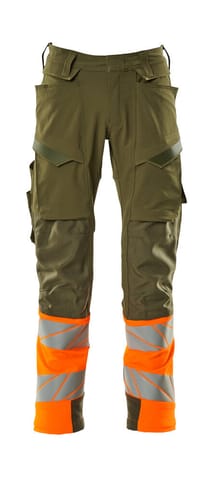 ⁨MASCOT® Spodnie z kieszeniami na kolanach ACCELERATE SAFE (kolor zielony mech/pomarańcz hi-vis, rozmiar 82C62)⁩ w sklepie Wasserman.eu