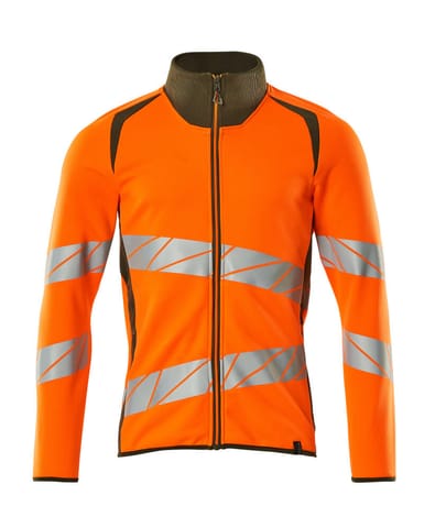 ⁨MASCOT® Bluza z zamkiem błyskawicznym ACCELERATE SAFE (kolor pomarańcz hi-vis/zielony mech, rozmiar L)⁩ w sklepie Wasserman.eu